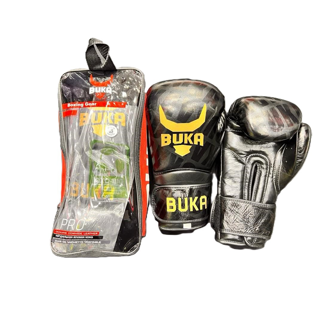 2 BUKA Pro Black Leather Training Gloves - Image 1