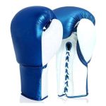 Blue & White Lace-Up Boxing Gloves